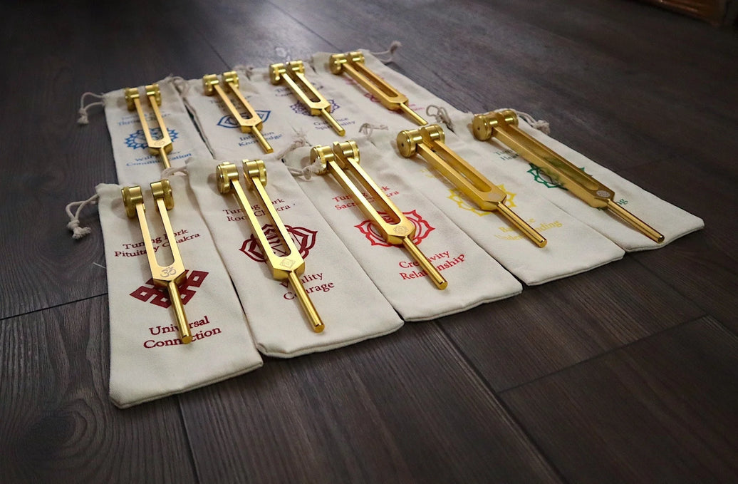 RV Medics' Professionally Tuned .25 9pc Secret Solfeggio Set - Classic 9pc Set - Chakra Printed Engrams, Bio-field,