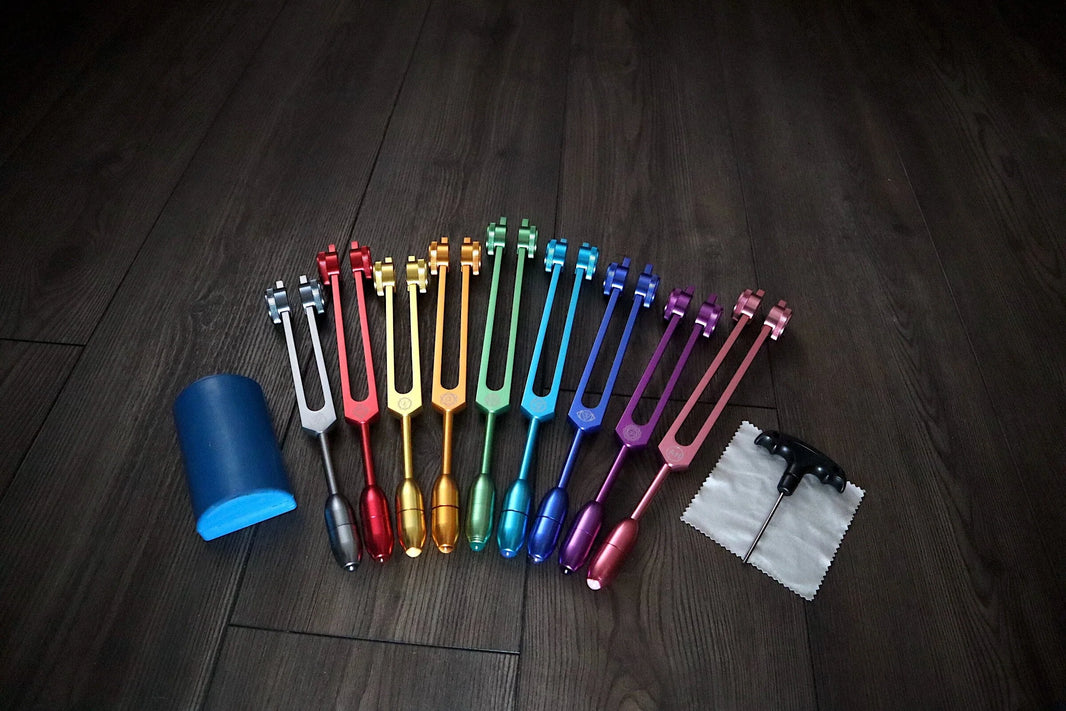 RV Medics' Professionally Tuned .25 Secret Solfeggio and 10pc Crystal Massage Attenuator Handle Set - Classic 9pc Set