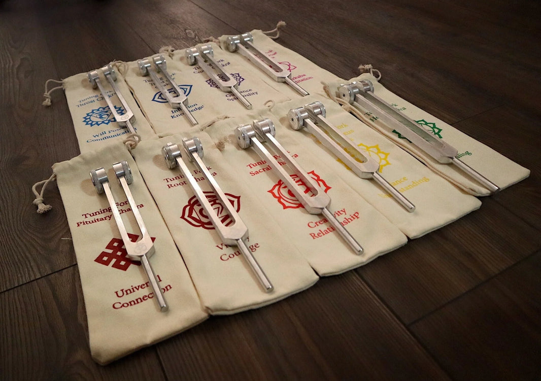 RV Medics' Professionally Tuned .25 9pc Secret Solfeggio Set - Classic 9pc Set - Chakra Printed Engrams, Bio-field,