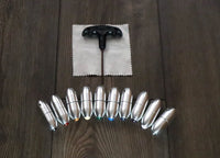 RV Medics' Professionally Tuned .25 8pc Chakra Tuning Fork Set - Silver - Root to Crown Chakras - Attenuator Extenders - Biofield