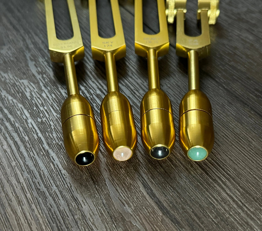 RV Medics' Wellness Trio 528 Hz, 174 Hz, and Schumann 93.96 Hz Tuning Fork Set - Attenuator Handle Extensions with 10mm Crystal
