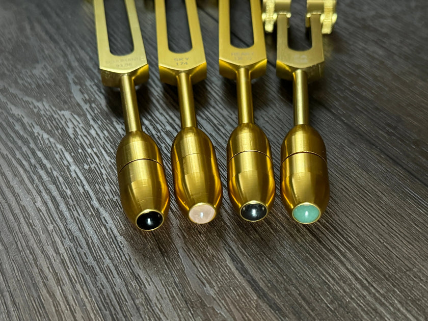 RV Medics' Wellness Trio 528 Hz, 174 Hz, and Schumann 93.96 Hz Tuning Fork Set - Attenuator Handle Extensions with 10mm Crystal