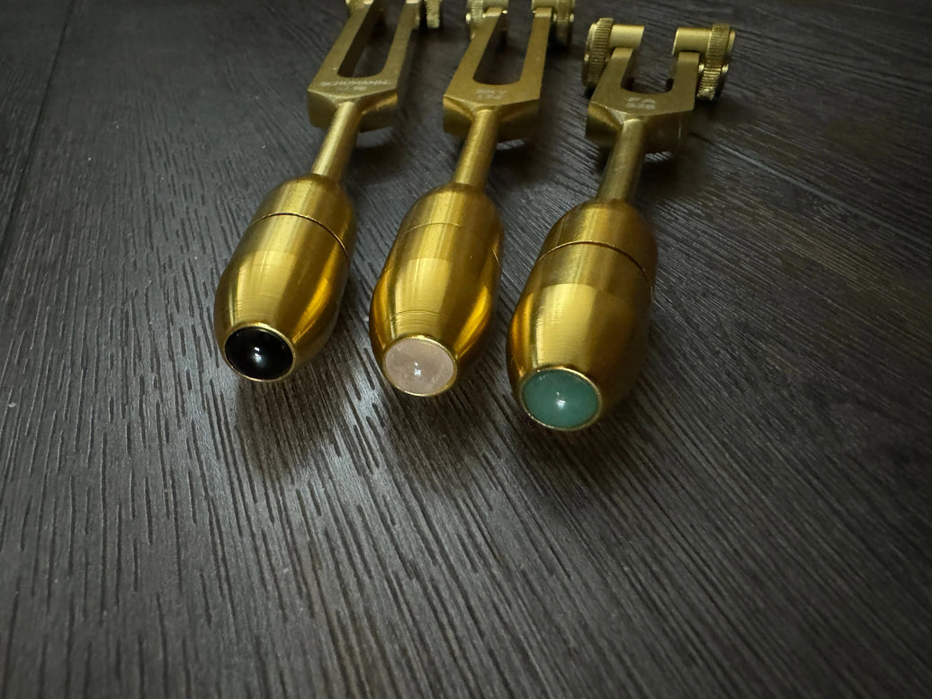 RV Medics' Wellness Trio 528 Hz, 174 Hz, and Schumann 93.96 Hz Tuning Fork Set - Attenuator Handle Extensions with 10mm Crystal