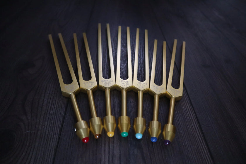 7pc Chakra Tuning Fork Set - Professionally Tuned .25 Hz - Unweighted, Root, Sacral, Solar Plexus, Heart, Throat, Third Eye, Crown Chakras