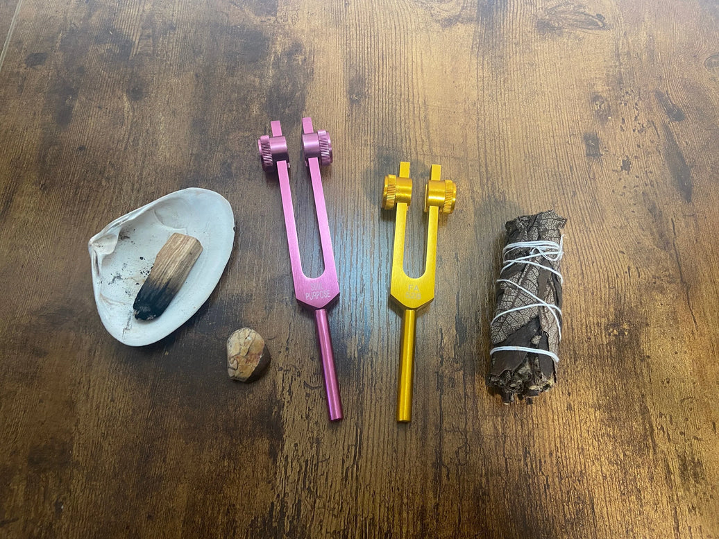 Merkaba Soul Purpose 272.2 Hz And 528 Hz Gold Solfeggio Tuning Fork Set for Vibration - Weighted, Solfeggio, High Om Soul Star