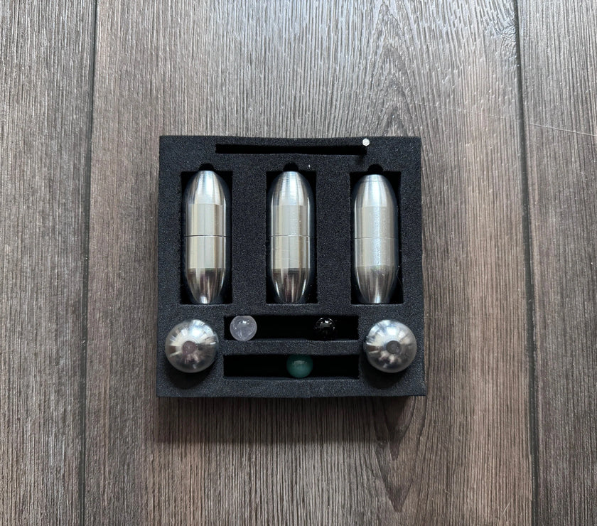 Attenuator Kit - Crystal Massage Attenuator Handle for Tuning Forks - Rose Quartz, Black Onyx - Meridian Lines, Massage, Biofield