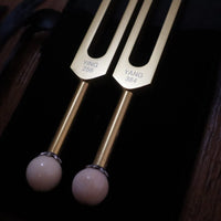 256 Hz, 384 Hz Tuning Forks for Chakra Healing Therapy - Gold Yin Yang Tuning Fork Set