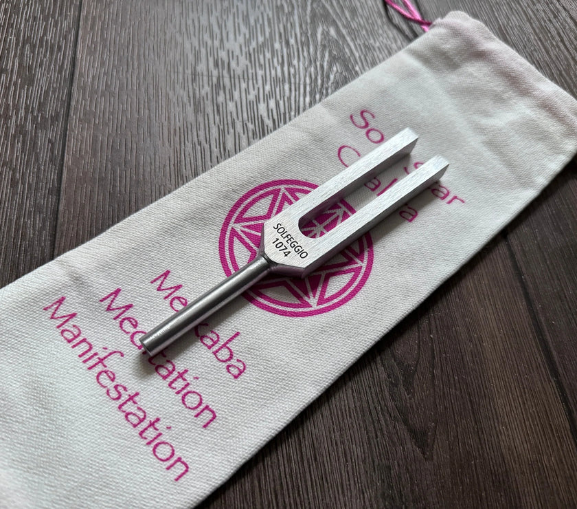 1074 Hz Solfeggio Unweighted Tuning Fork For Vibration - Soul Star Drawstring Pouch - Attenuator Extender - Massage, Acupressure, Biofield