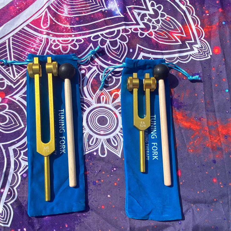 174 Hz & 528 Hz Solfeggio Tuning Forks for Healing - Weighted Tuning Fork Set