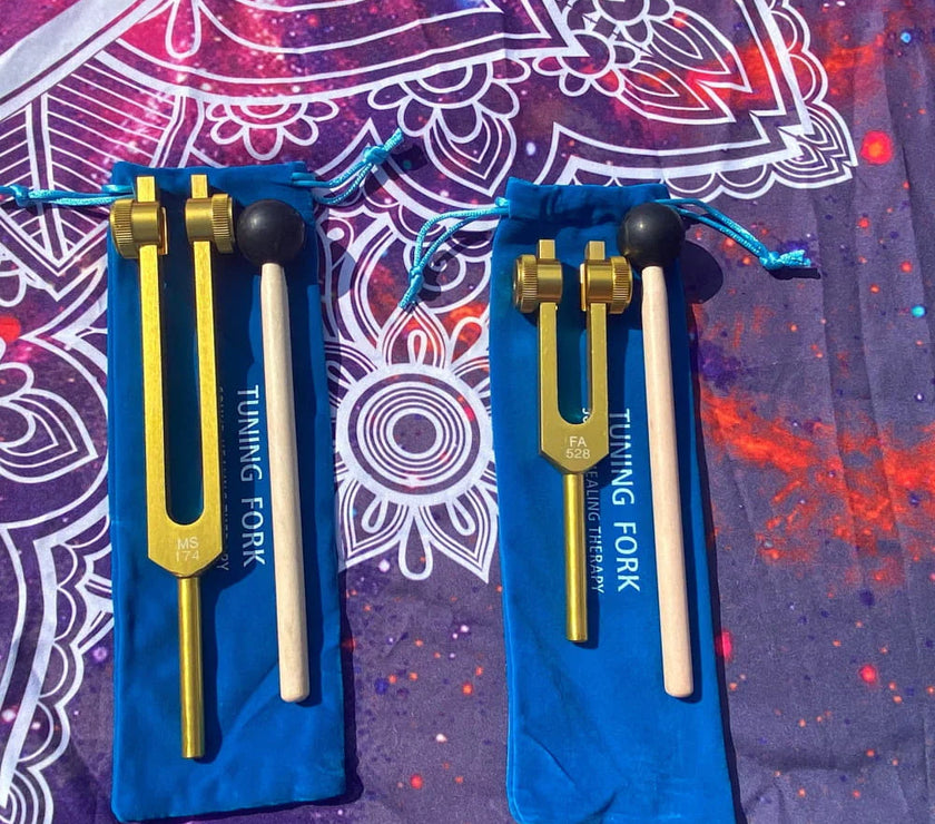 174 Hz & 528 Hz Solfeggio Tuning Forks for Healing - Weighted Tuning Fork Set