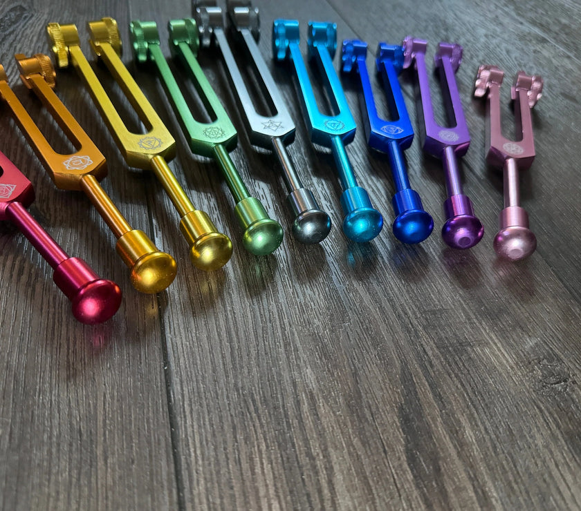 RV Medics' 10pc Attenuator Multicolor Bead Attachment Set for Tuning Forks - Massage, Acupressure, Sound Vibration
