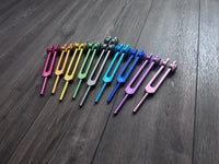 RV Medics' Professionally Tuned .25 9pc Chakra Tuning Forks - Earth Star Chakra through Crown Chakra - Biofield, Sound Vibration