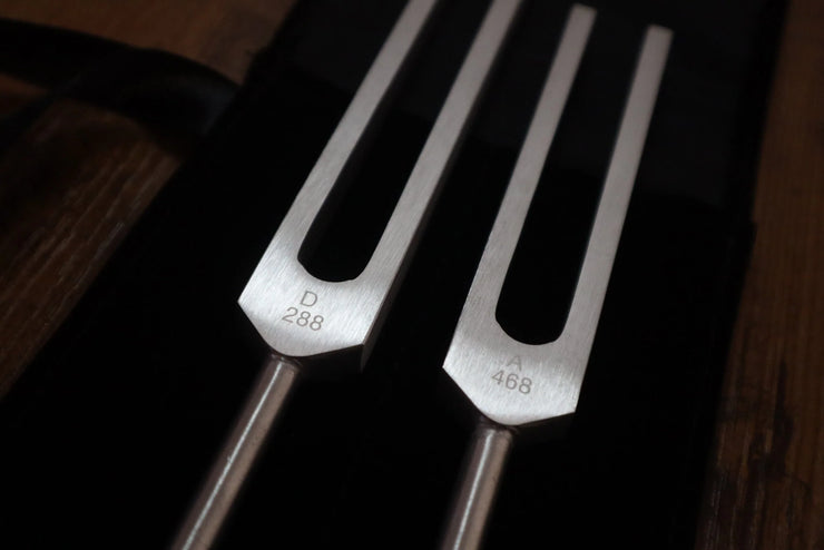 Golden Ratio (Phi) Tuning Fork Set - Professionally Tuned .25 Hz - D 288 Hz, A# 468 Hz, Unweighted, Bio-field, Sound Vibration, Bag