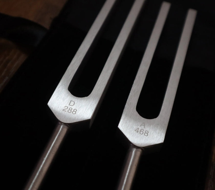 Golden Ratio (Phi) Tuning Fork Set - Professionally Tuned .25 Hz - D 288 Hz, A# 468 Hz, Unweighted, Bio-field, Sound Vibration, Bag