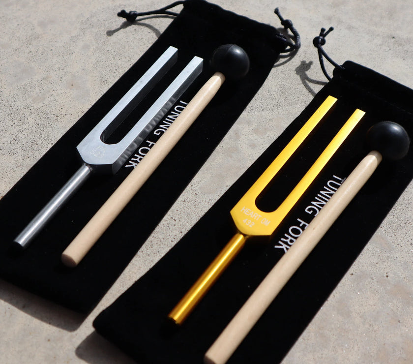432 Hz and 528 Hz Silver And Gold Unweighted Tuning Forks for Vibration