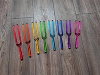 RV Medics' 8pc Color Crystal Tuning Fork Set - 10mm - Notes CDEFGABC5, Crystal Vibration, Biofield, Premium Vibration