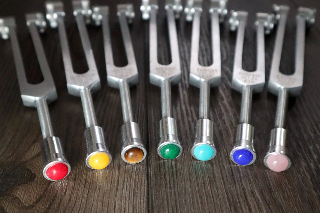 Gemstone Attenuator 7pc Set - Silver - Root, Sacral, Solar Plexus, Heart, Throat, Third Eye, Crown, Allen Wrench Included