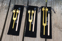 3pc Gold or Silver Weighted Tuning Fork Set - 174 Hz, 432 Hz, and 528 Hz, Solfeggio, Love Frequencies, Sound Healing, Energy Healing