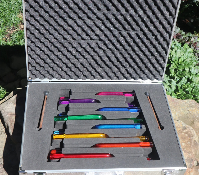 8pc Crystal Tuning Fork Set - 20mm - Notes CDEFGABC5, Crystal Healing, Biofield Therapy, Sound Healing