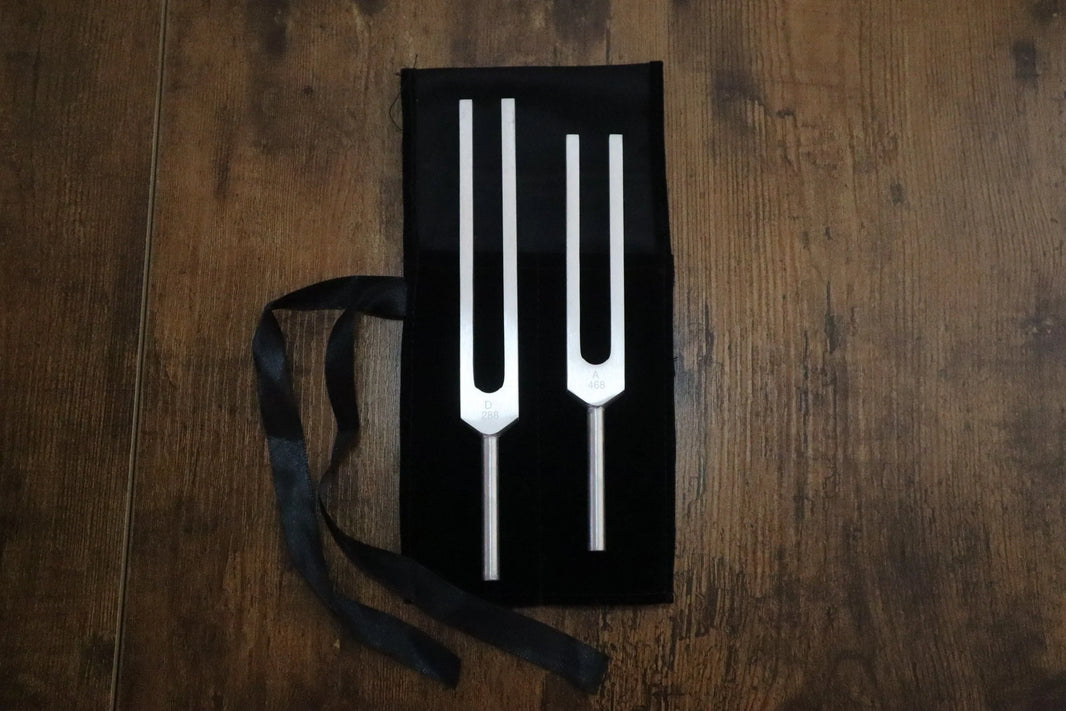 Golden Ratio (Phi) Tuning Fork Set - Professionally Tuned .25 Hz - D 288 Hz, A# 468 Hz, Unweighted, Bio-field, Sound Vibration, Bag