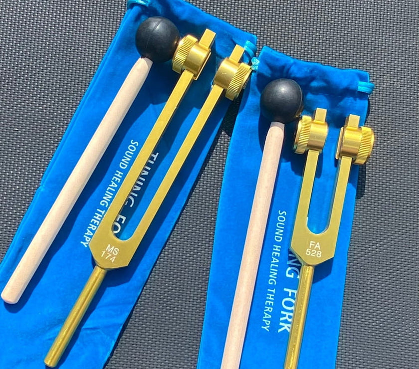 174 Hz & 528 Hz Solfeggio Tuning Forks for Healing - Weighted Tuning Fork Set