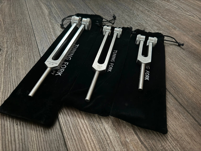 RV Medics' Wellness Trio 528 Hz, 174 Hz, and Schumann 93.96 Hz Tuning Fork Set - Attenuator Handle Extensions with 10mm Crystal