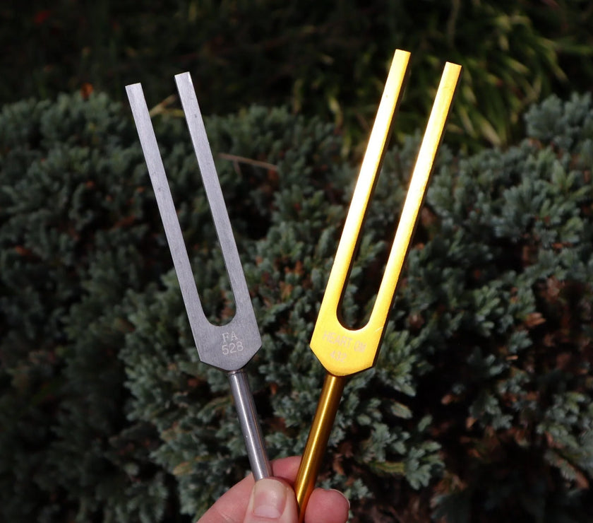 432 Hz and 528 Hz Silver And Gold Unweighted Tuning Forks for Vibration