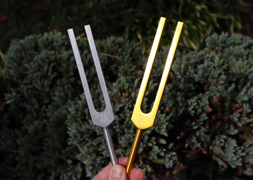 432 Hz and 528 Hz Silver And Gold Unweighted Tuning Forks for Vibration