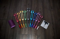 RV Medics' Professionally Tuned .25 9pc Chakra Tuning Forks with 10pc Crystal Massage Attenuator Set - Biofield, Sound Vibration