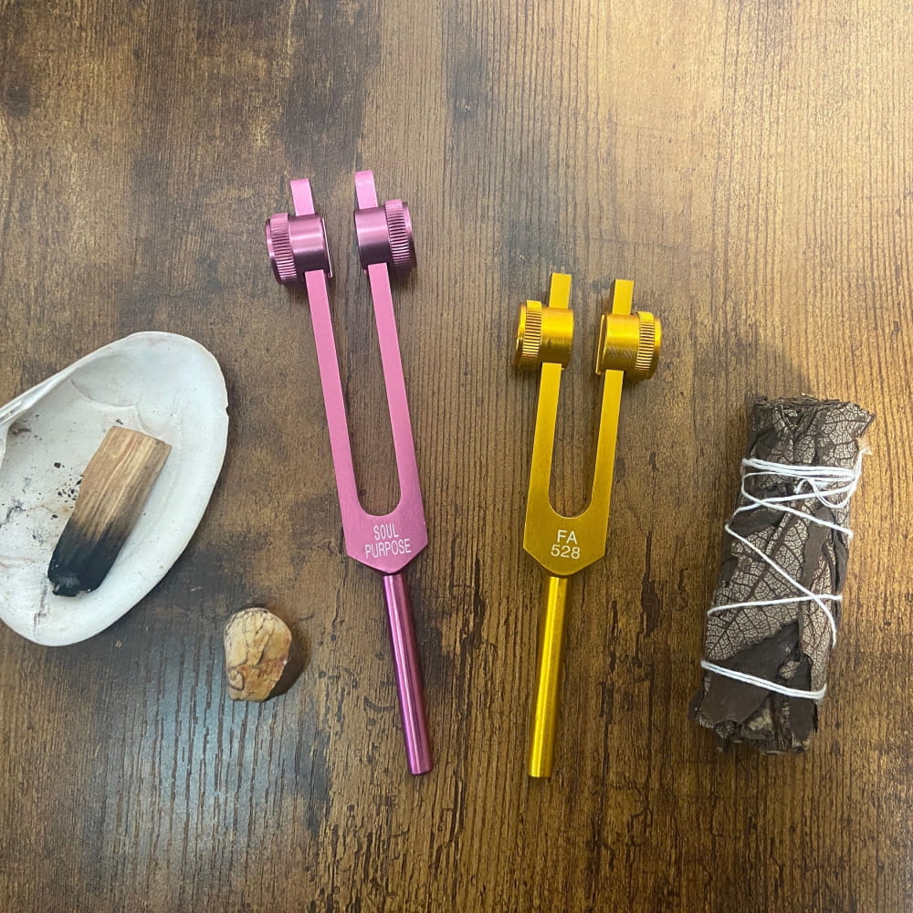 Merkaba Soul Purpose Gold Solfeggio Tuning Fork Set - 272.2 Hz + 528 Hz