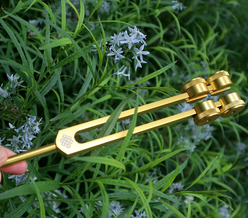 RV Medics' Earth Star 68.05 Hz Tuning Fork - Sound Vibration, Grounding, Biofield - Attenuator Handle Extender with 10mm Crystal