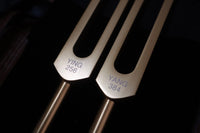 Perfect Fifth Harmonic Gold Yin and Yang Tuning Fork Set - Sound Healing, Energy Healing, Bio-field Therapy, Unweighted 2pc Set, Velvet Bag