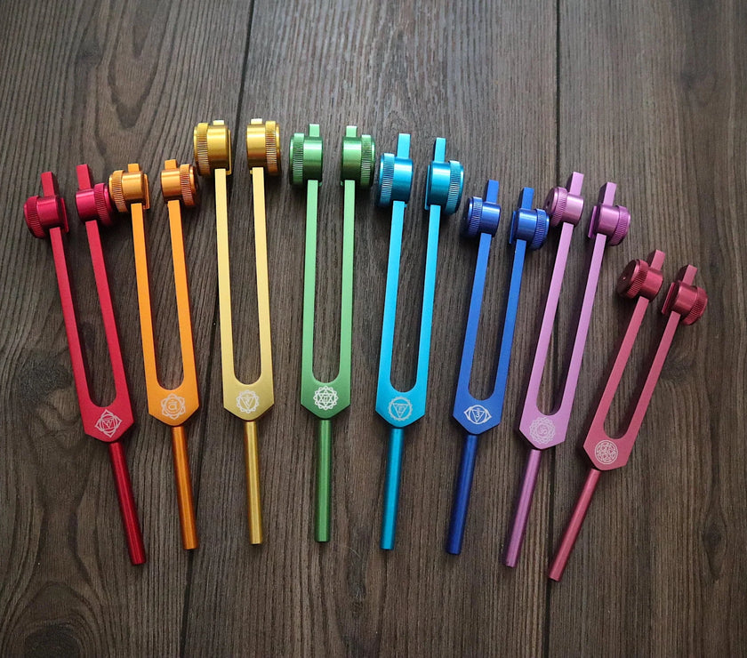 19pc Chakra and Planetary Tuning Fork - Professionally Tuned .25 - Weighted, Astrology, Chakras, Sound Vibration, Bio-field