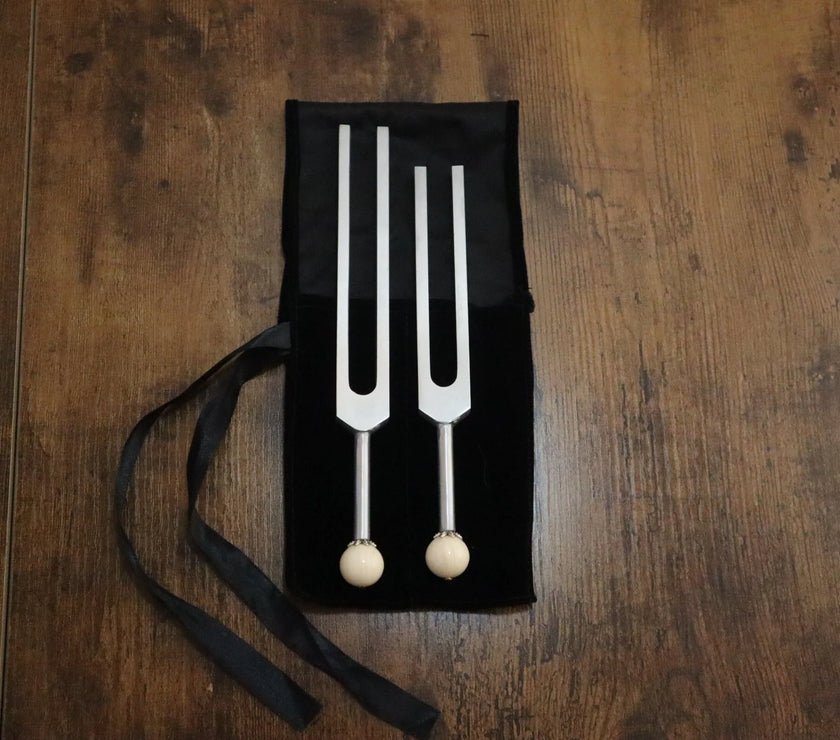 Perfect Fifth Harmonic Yin and Yang Tuning Fork Set - Professionally Tuned .25 Hz - C 256 Hz G 384 Hz, Unweighted, Bio-field Therapy