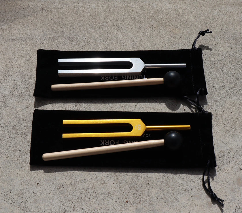 432 Hz and 528 Hz Silver And Gold Unweighted Tuning Forks for Vibration