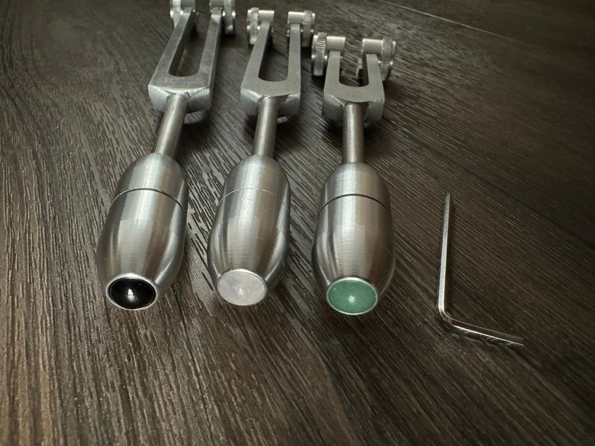 RV Medics' Wellness Trio 528 Hz, 174 Hz, and Schumann 93.96 Hz Tuning Fork Set - Attenuator Handle Extensions with 10mm Crystal