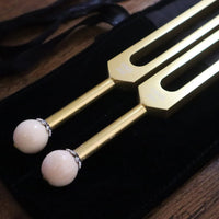 256 Hz, 384 Hz Tuning Forks for Chakra Healing Therapy - Gold Yin Yang Tuning Fork Set