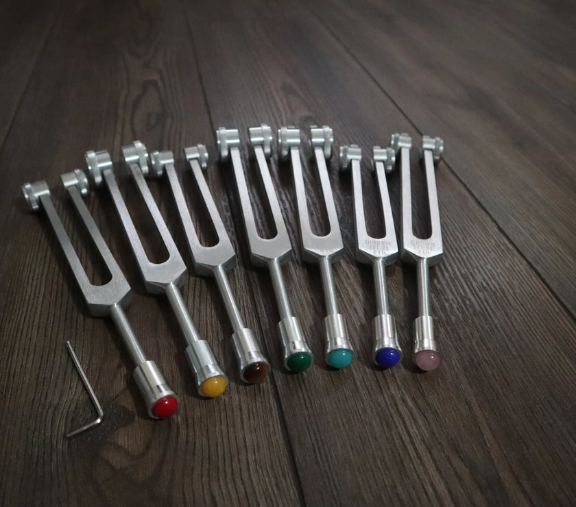 Gemstone Attenuator 7pc Set - Silver - Root, Sacral, Solar Plexus, Heart, Throat, Third Eye, Crown, Allen Wrench Included