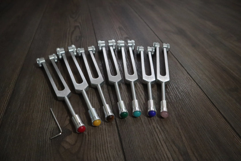 Gemstone Attenuator 7pc Set - Silver - Root, Sacral, Solar Plexus, Heart, Throat, Third Eye, Crown, Allen Wrench Included