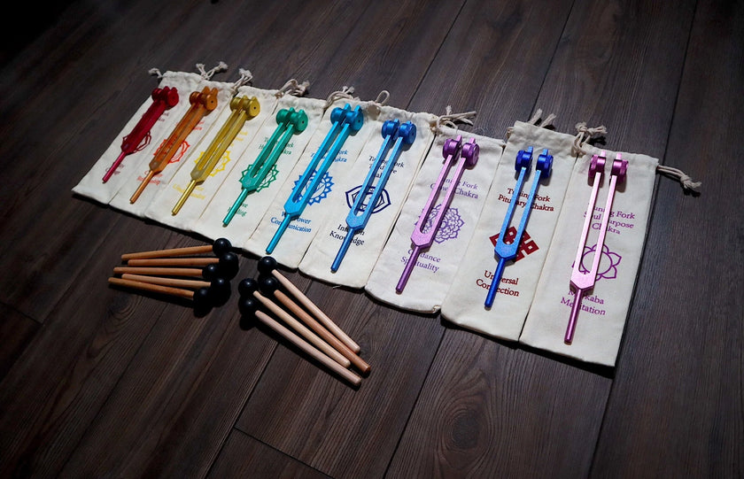 RV Medics, Professionally Tuned .25 9pc Solfeggio - Weighted Set Of All 9 Solfeggio Frequencies Best Tuning Forks For - Biofield