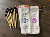 RV Medics' Professionally Tuned .25 9pc Chakra Tuning Forks with 10pc Crystal Massage Attenuator Set - Biofield, Sound Vibration