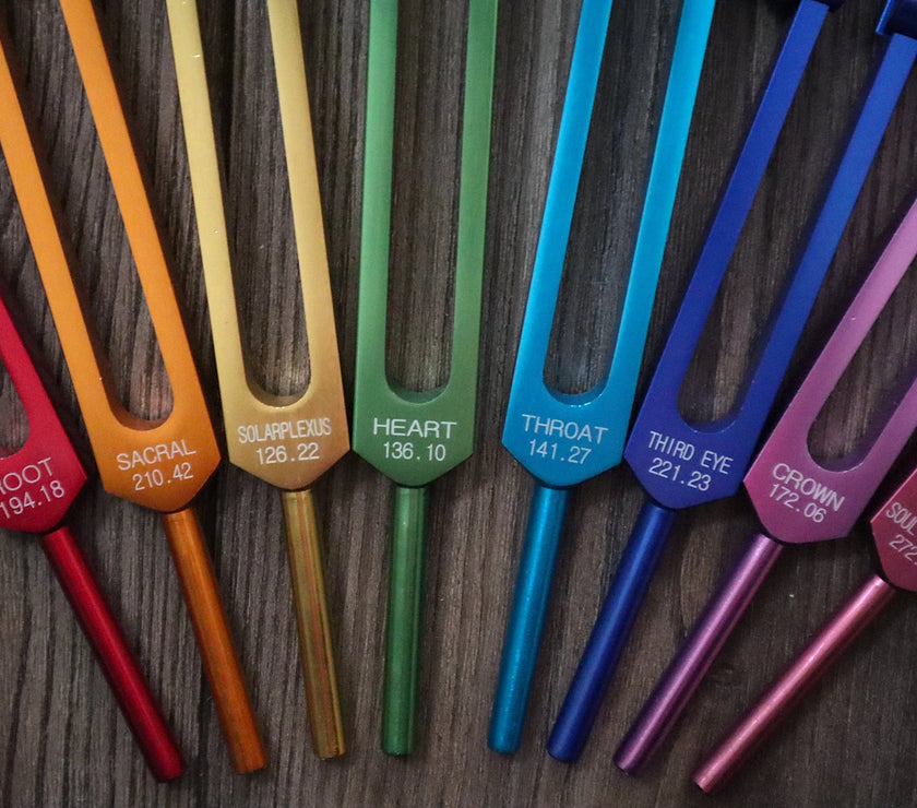 19pc Chakra and Planetary Tuning Fork - Professionally Tuned .25 - Weighted, Astrology, Chakras, Sound Vibration, Bio-field