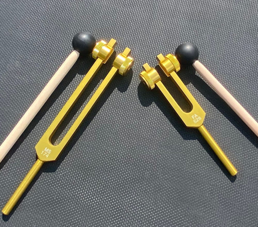 174 Hz & 528 Hz Solfeggio Tuning Forks for Healing - Weighted Tuning Fork Set
