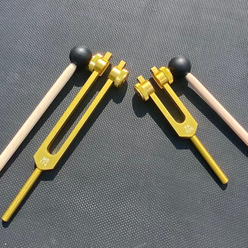 174 Hz & 528 Hz Solfeggio Tuning Forks for Healing - Weighted Tuning Fork Set