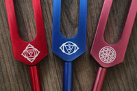 RV Medics' Professionally Tuned .25 - 8pc Chakra Premium Tuning Fork Set, Chakra Printed Engrams, Soul Purpose, Biofield
