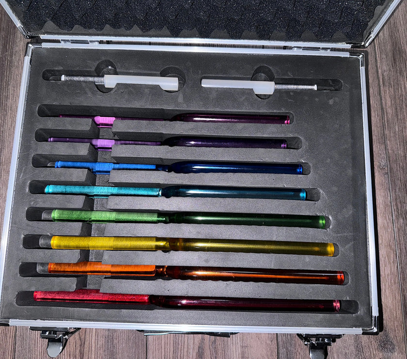 8pc Crystal Tuning Fork Set - 16mm - F-Note - Full Octave Notes CDEFGAB and C - Metal Carry Case - Crystal Vibration, Sound Vibration