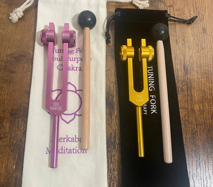 Merkaba Soul Purpose 272.2 Hz And 528 Hz Gold Solfeggio Tuning Fork Set for Vibration - Weighted, Solfeggio, High Om Soul Star