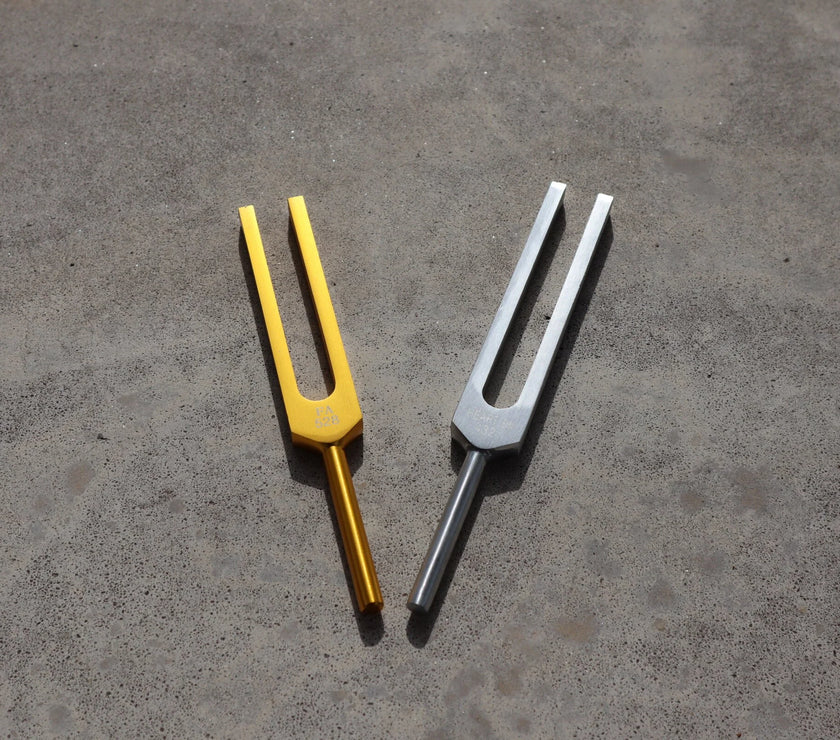 432 Hz and 528 Hz Silver And Gold Unweighted Tuning Forks for Vibration
