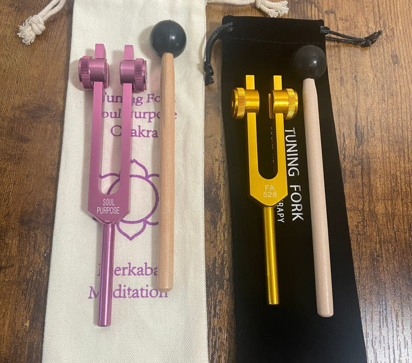 Merkaba Soul Purpose Gold Solfeggio Tuning Fork Set - 272.2 Hz + 528 Hz