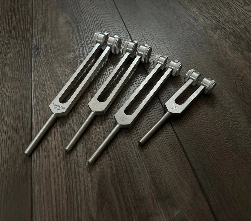 RV Medics' Wellness Trio 528 Hz, 174 Hz, and Schumann 93.96 Hz Tuning Fork Set - Attenuator Handle Extensions with 10mm Crystal